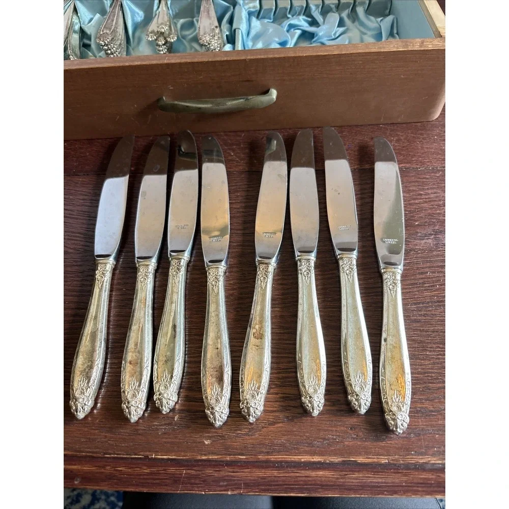 Vtg‎ Eldan Nickel Silver  ELD15 Prelude Flatware Set Service For 8 Storage Chest